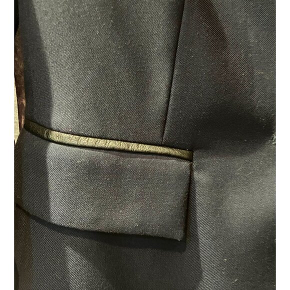 Cut25 by Yigal Azrouel vintage 3/4 sleeve navy blazer with black leather, S2 - Picture 6 of 6